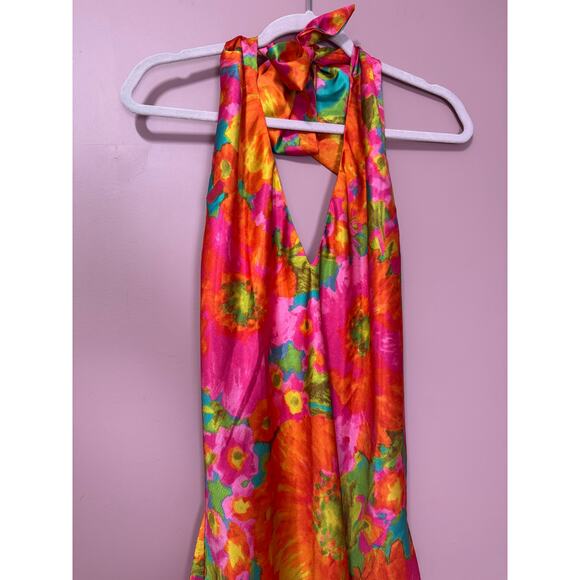 NEW Show Me Your Mumu Jasmine Tie Mini Dress Miss Malibu Multi Size Large - Picture 4 of 6